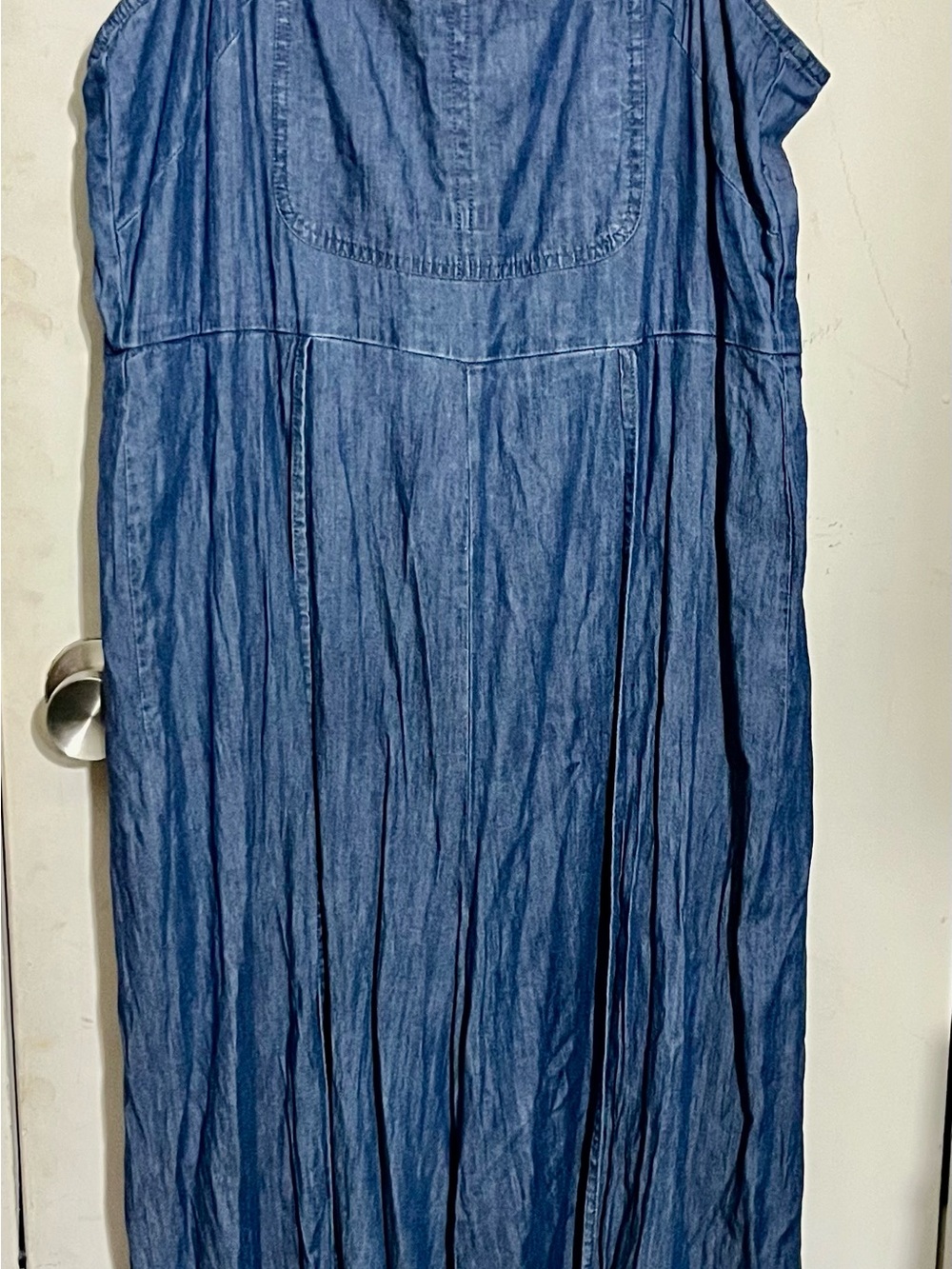 Tommy Hilfiger Denim Wide Split Leg Apron Romper in Medium Blue